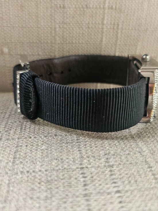 Vintage Victoria Wieck Ladies Wristwatch Black Leather/Canvas Strap Crystals Acc main image 7